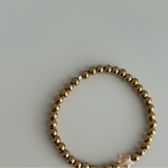 Stainless Steel Gold Bead Stretch Bracelet - Picture 2 of 11
